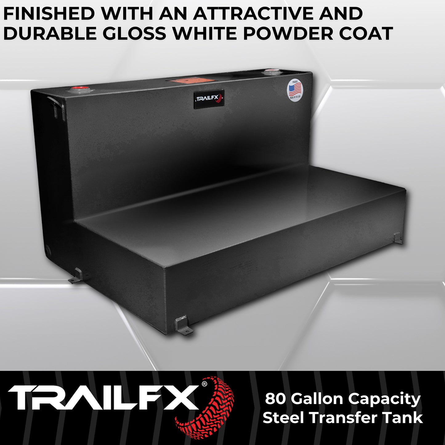 TrailFX 80 Gallon Black Steel L-Shape Transfer Tank - 21180SB