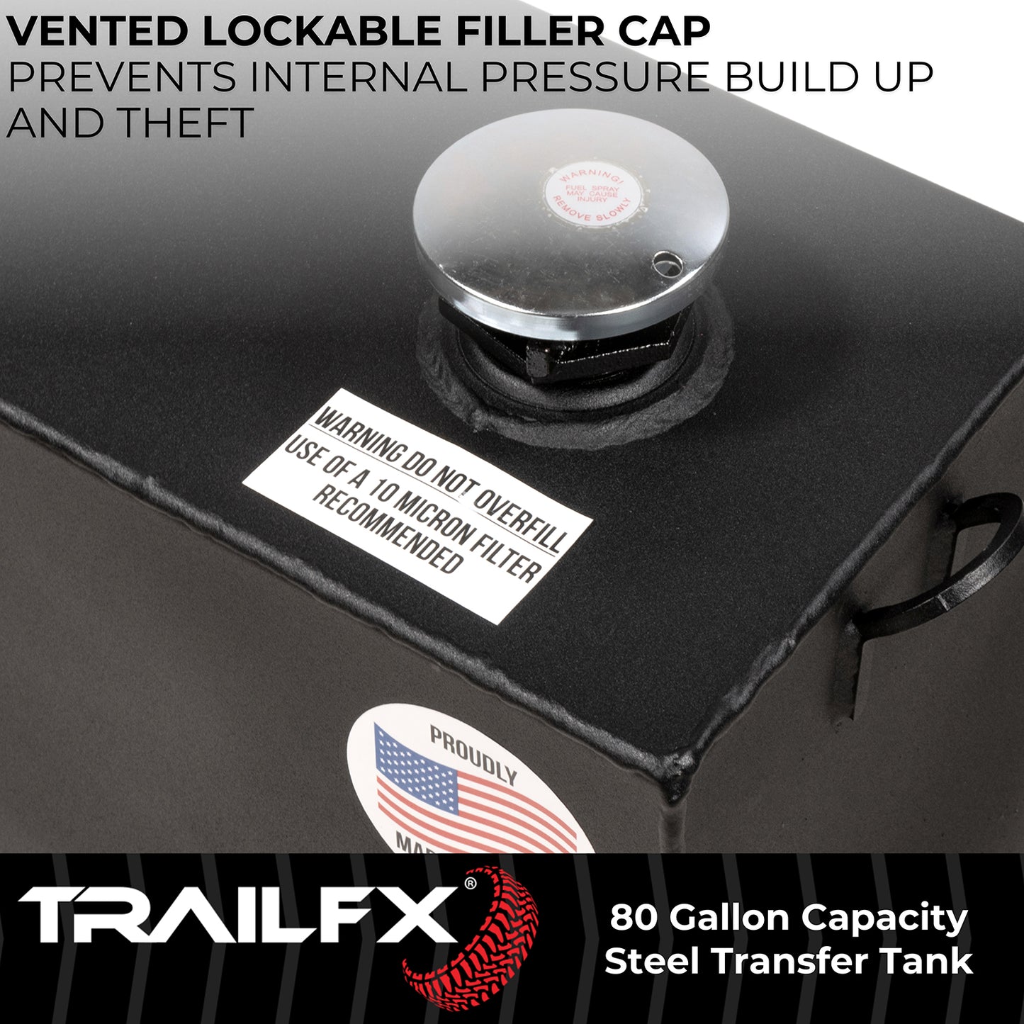 TrailFX 80 Gallon Black Steel L-Shape Transfer Tank - 21180SB