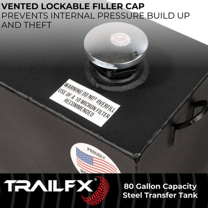 TrailFX 80 Gallon Black Steel L-Shape Transfer Tank - 21180SB