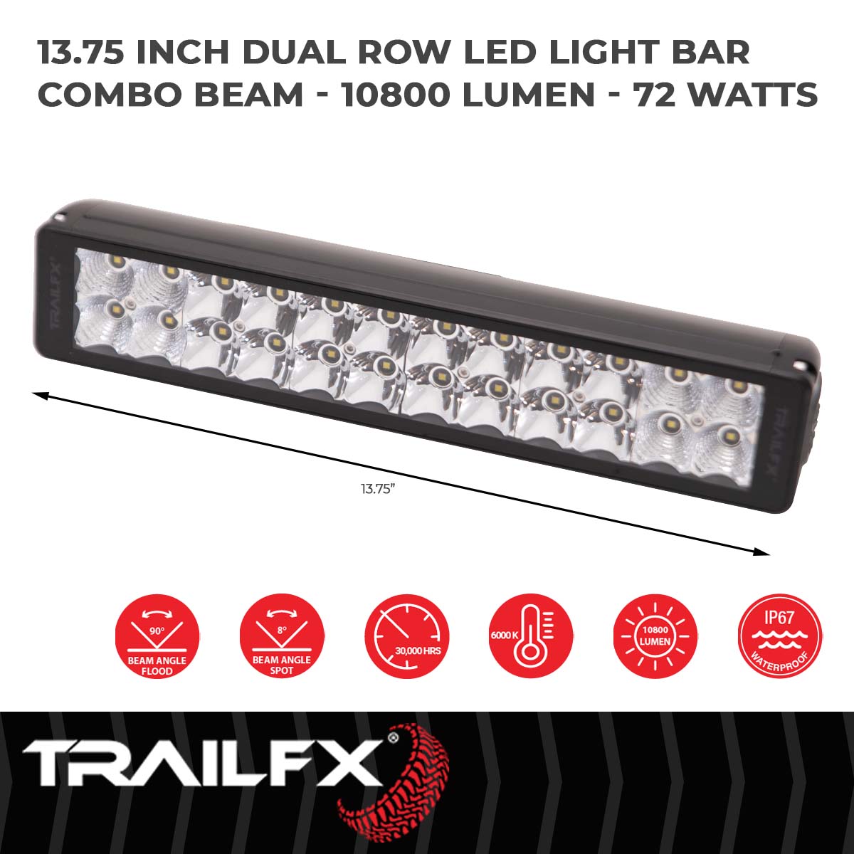 TrailFX DRS 24X3W 12" LED Light Bar Flood/Spot Combo - 12DRSCM