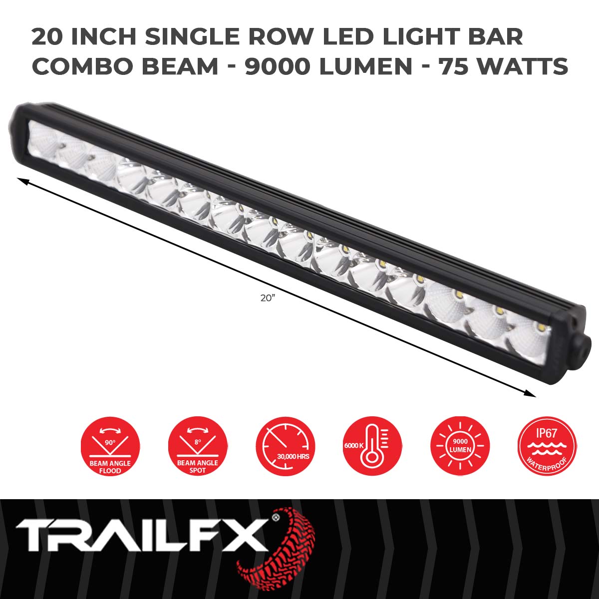 TrailFX SRS 15X5W 20" LED Light Bar Flood/Spot Combo - 20SRSCM