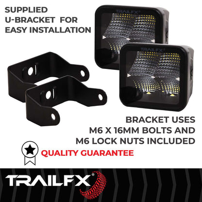 TrailFX 3X3 Black Square Pod 4X5W LED Cube Light Flood Pair - 2X2CFBKPR