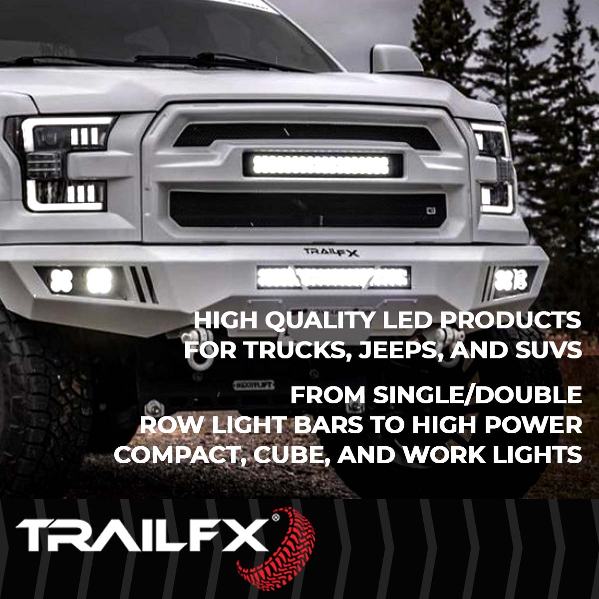 TrailFX 3X3 Black Square Pod 4X5W LED Cube Light Flood Pair - 2X2CFBKPR