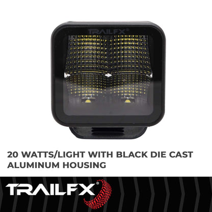 TrailFX 3X3 Black Square Pod 4X5W LED Cube Light Flood Single - 2X2CFBK