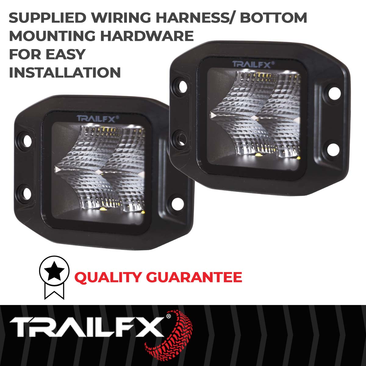 TrailFX Black Pod 4X5W LED Cube Light Flush Mount Flood Pair - 2X2CFFMBPR