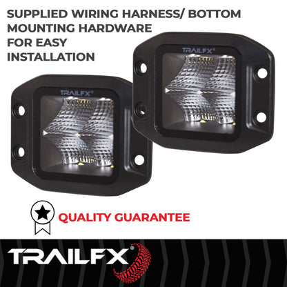 TrailFX Black Pod 4X5W LED Cube Light Flush Mount Flood Pair - 2X2CFFMBPR
