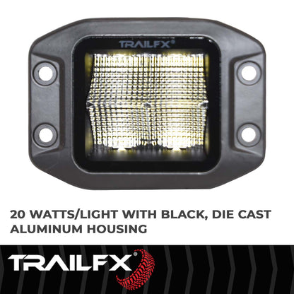 TrailFX Black Pod 4X5W LED Cube Light Flush Mount Flood Single - 2X2CFFMB