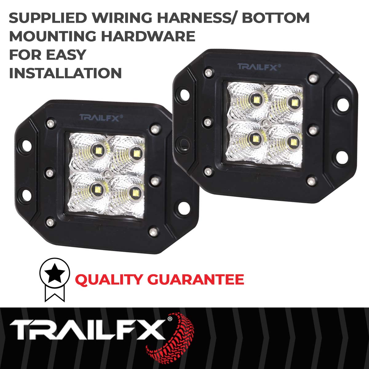 TrailFX 3X3 Square 4X5W LED Cube Light Flush Mount Flood Pair - 2X2CFFMPR