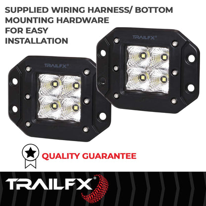 TrailFX 3X3 Square 4X5W LED Cube Light Flush Mount Flood Pair - 2X2CFFMPR