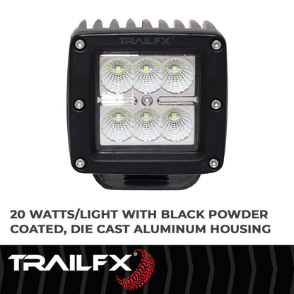 TrailFX 3X2 Square 6X3W LED Cube Light Flood Single - 3X2CF