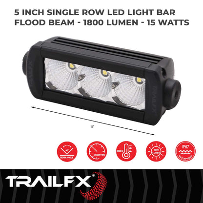 TrailFX SRS 3X5W 5" LED Light Bar Flood - 5SRSF