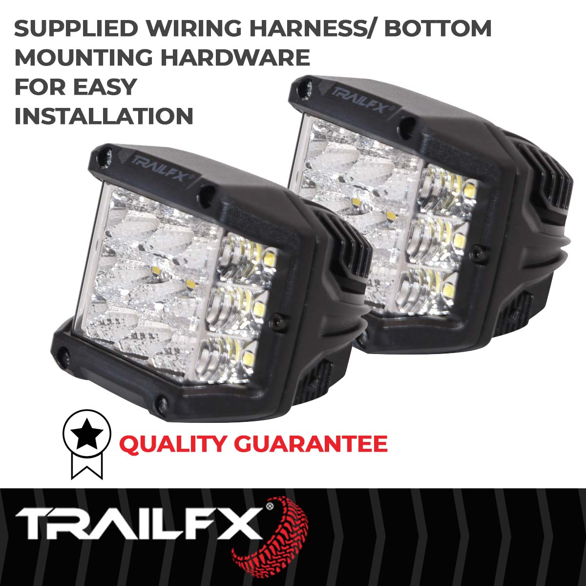 TrailFX Square Pod Side Shooter 15X5W LED Flood Pair - PODSIDEFPR