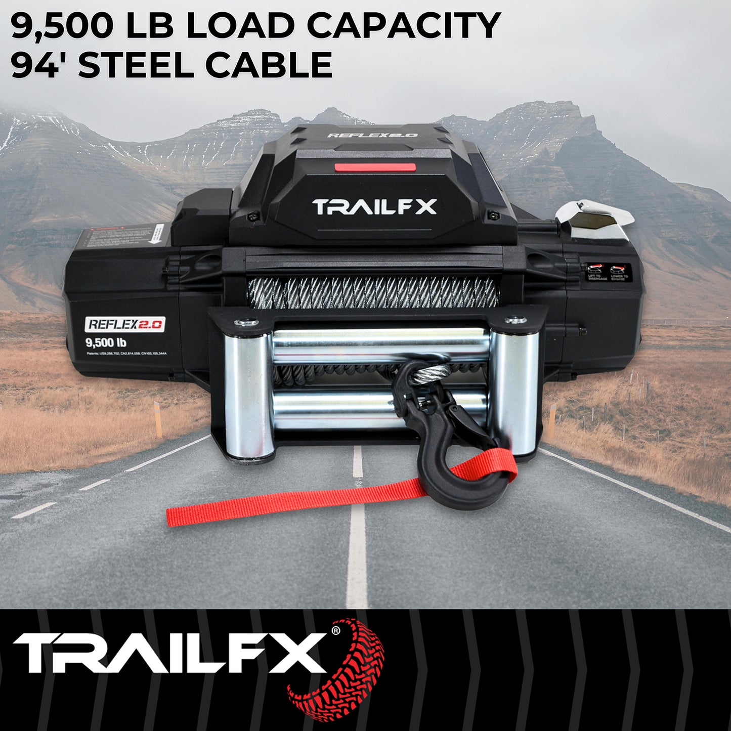 TrailFX Reflex 2.0 Steel Cable Winch 9500 Lb - WR295B