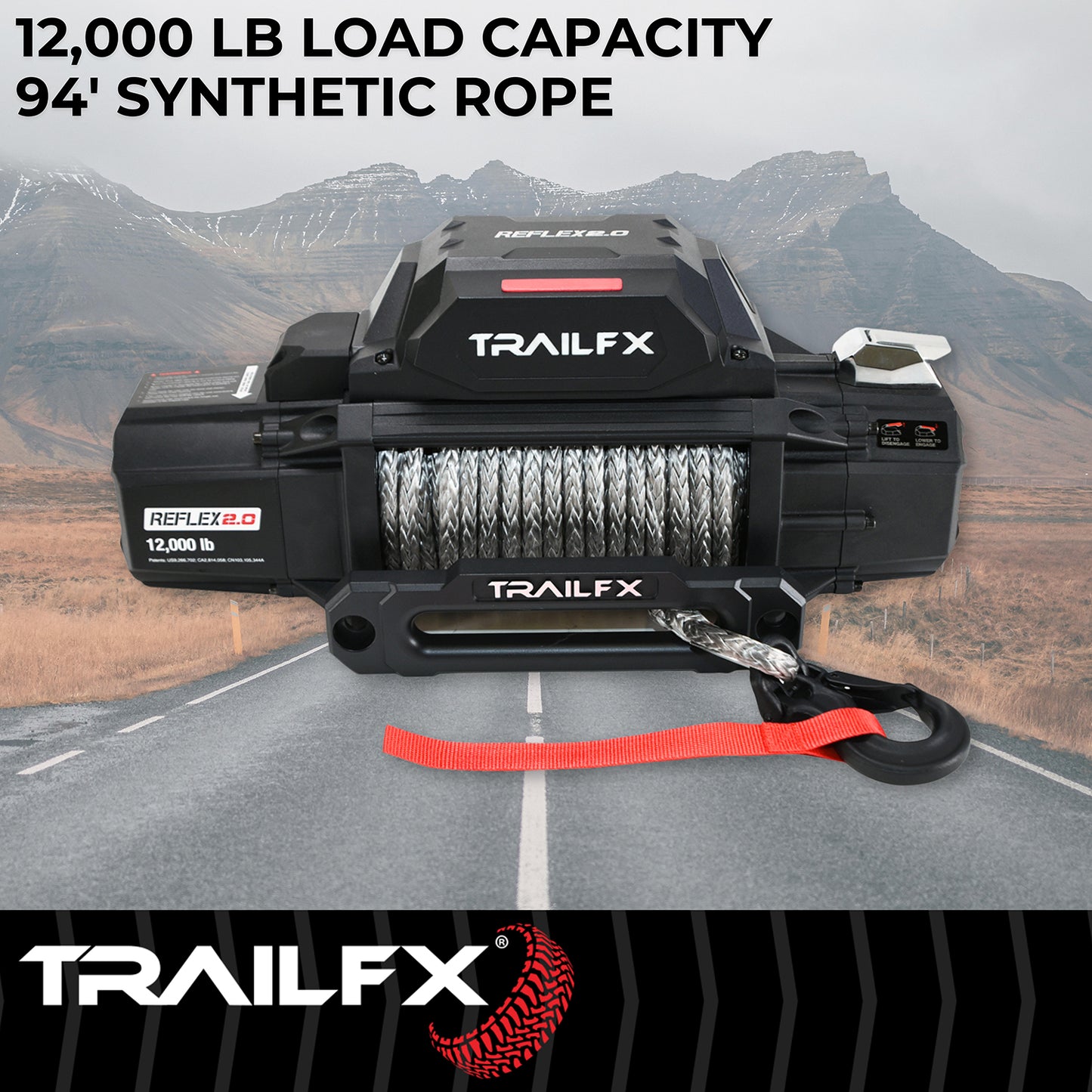 TrailFX Reflex 2.0 Synthetic Rope Winch 12000 Lb - WRS212B