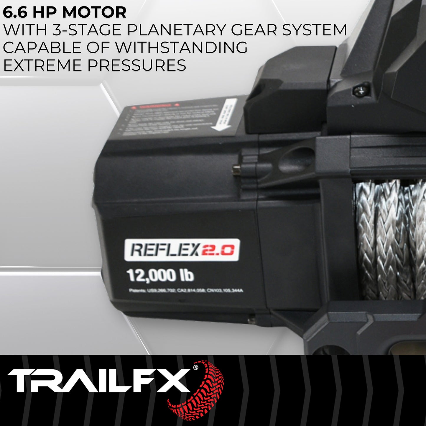 TrailFX Reflex 2.0 Synthetic Rope Winch 12000 Lb - WRS212B
