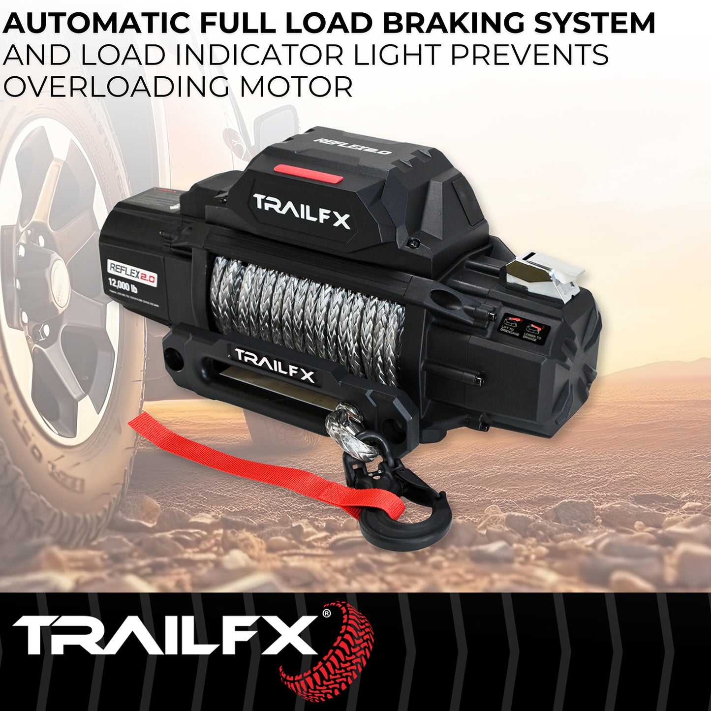 TrailFX Reflex 2.0 Synthetic Rope Winch 12000 Lb - WRS212B