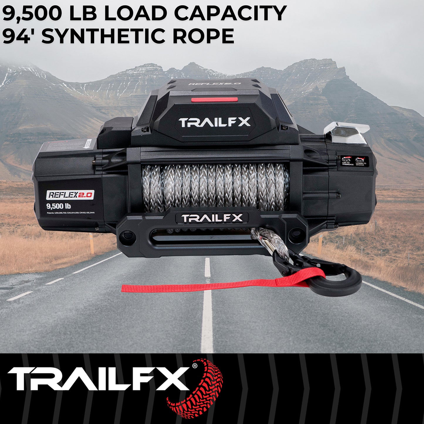 TrailFX Reflex 2.0 Synthetic Rope Winch 9500 Lb - WRS295B
