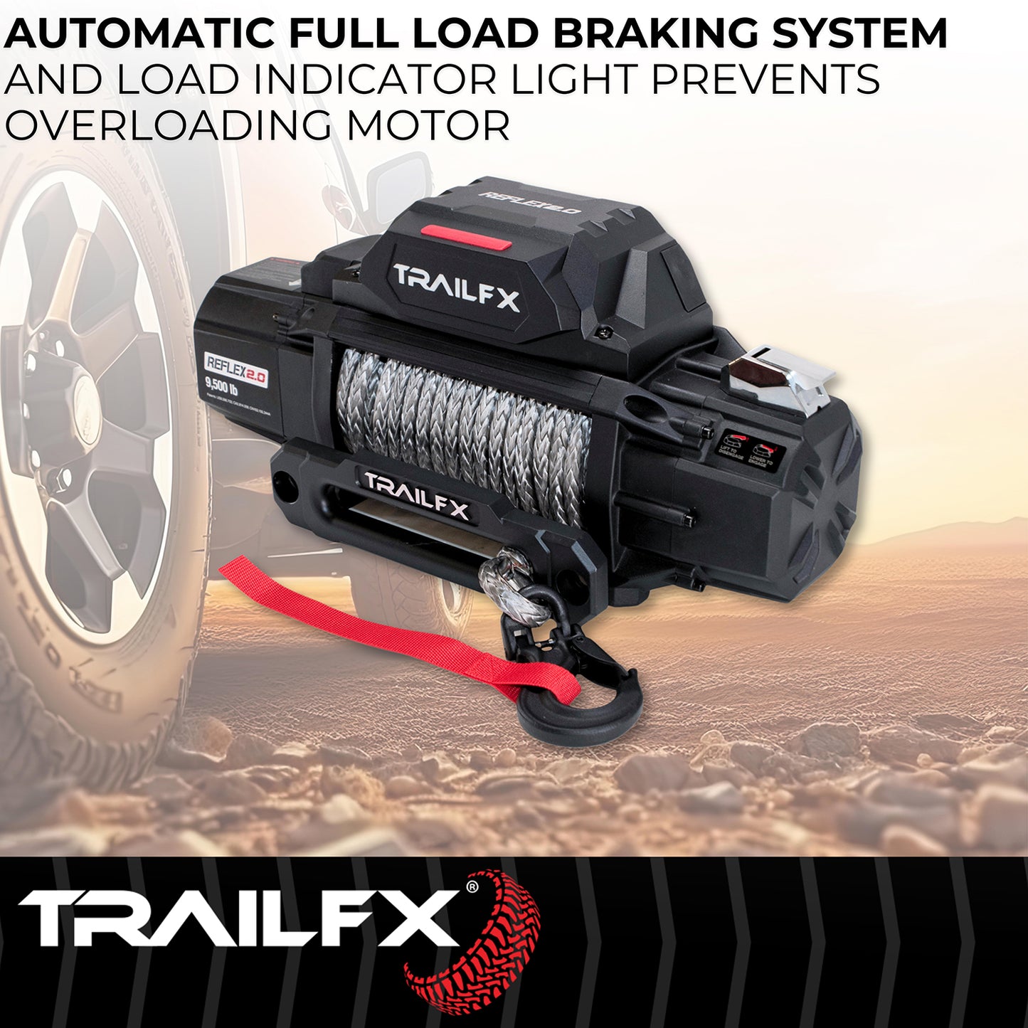 TrailFX Reflex 2.0 Synthetic Rope Winch 9500 Lb - WRS295B