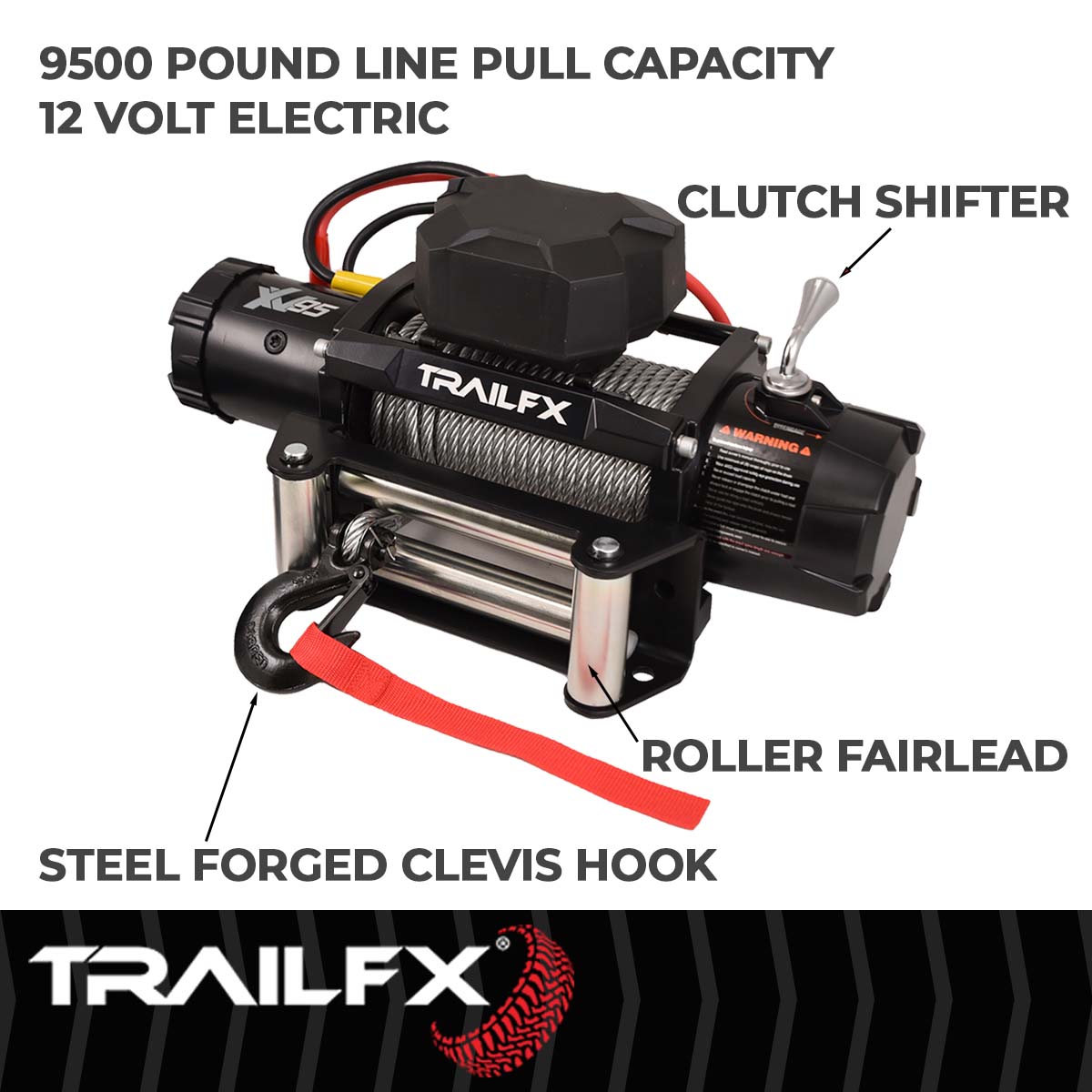 TrailFX Reflex 2.0 Steel Cable Winch 9500 Lb - WXV95B