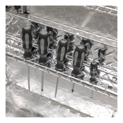 UWS Crossover Tool Box - 69-in - Low Profile - Single Lid - With Rail - Standard Tub - Bright Aluminum - TBS-69-LP-R