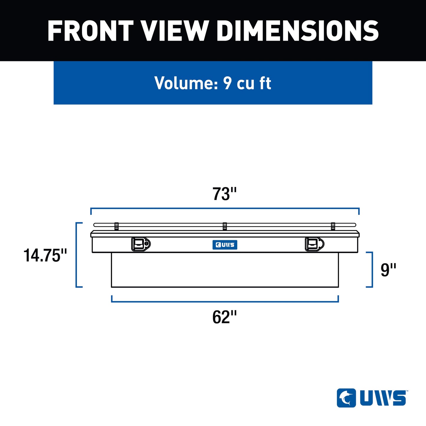 UWS Crossover Tool Box - 72-in - Standard Profile - Single Lid - With Rail - Standard Tub - Bright Aluminum - TBS-72-R