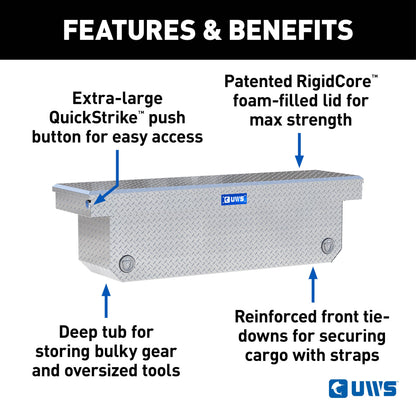 UWS Crossover Tool Box - 72-in - Standard Profile - Single Lid - Deep Angled Tub - Push Button - Bright Aluminum - TBSD-72-A-PB