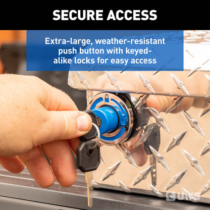 UWS Crossover Tool Box - 72-in - Standard Profile - Single Lid - Deep Angled Tub - Push Button - Bright Aluminum - TBSD-72-A-PB