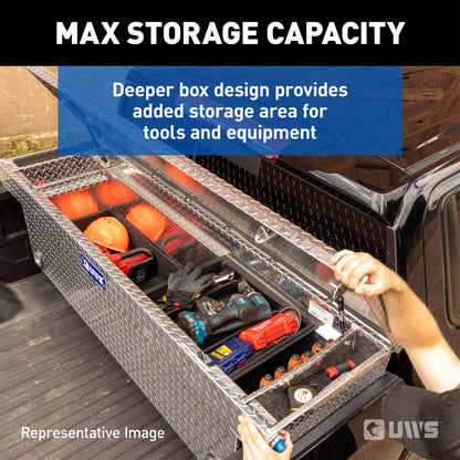 UWS Crossover Tool Box - 72-in - Standard Profile - Single Lid - Deep Angled Tub - Push Button - Bright Aluminum - TBSD-72-A-PB