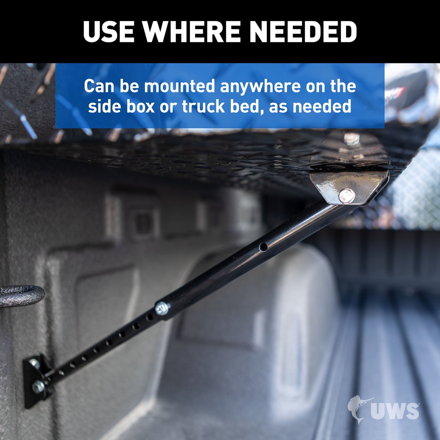 UWS Adjustable Legs for Truck Side Boxes Bright Aluminum Carbon Steel - TBSM-MK2