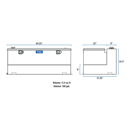 UWS 100-Gallon Combo Transfer Tank - Gloss Black - TT-100-CB-B