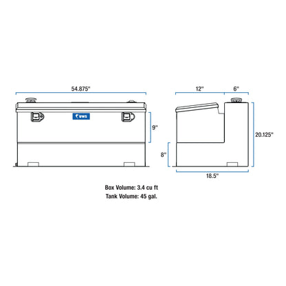 UWS 45-Gallon Combo Transfer Tank - Gloss Black - TT-45-COMBO-BLK