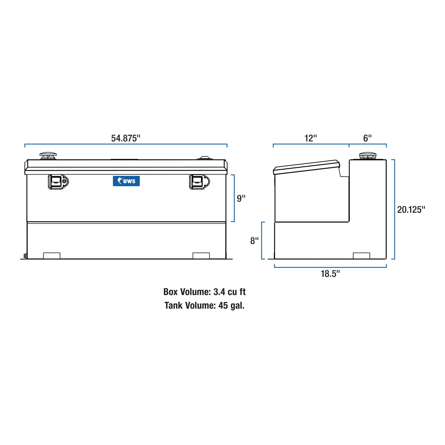 UWS 45-Gallon Combo Transfer Tank - Bright Aluminum - TT-45-COMBO