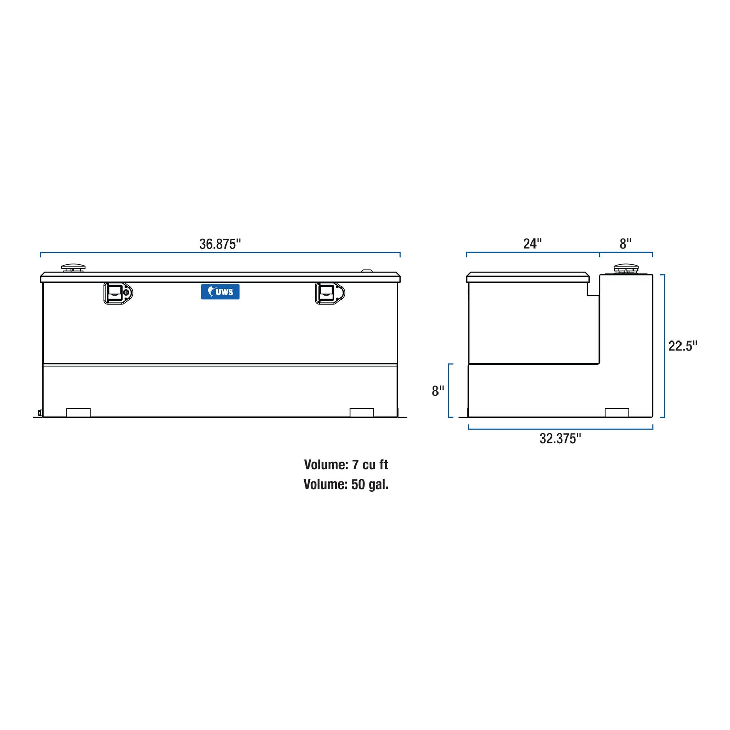 UWS 50-Gallon Combo Transfer Tank - Gloss Black - TT-50-COMBO-BLK