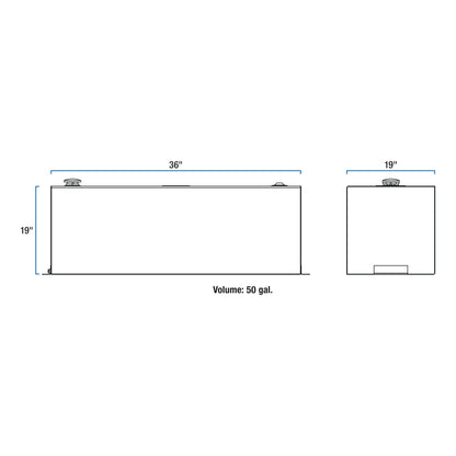 UWS 50-Gallon Rectangle Transfer Tank - Bright Aluminum - TT-50-R-T-P