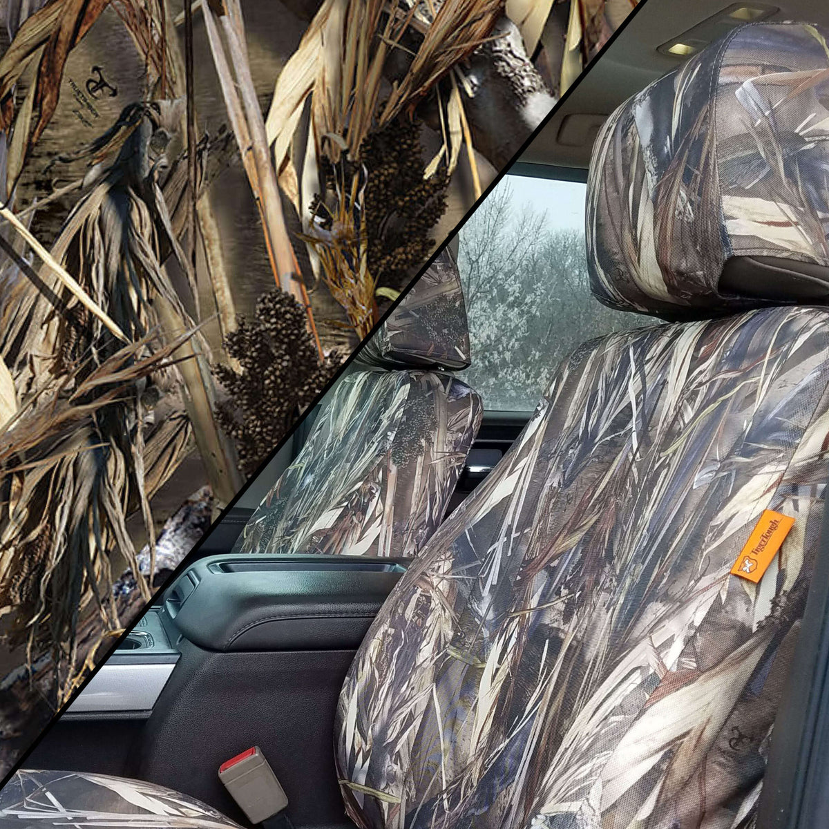 Front Bench Seat Covers for Ford F-150 (2015-2020) - Trim: XL/STX Trim | Body Type: Regular Cab | Center Console: No Storage In Armwrest | Color: DRT