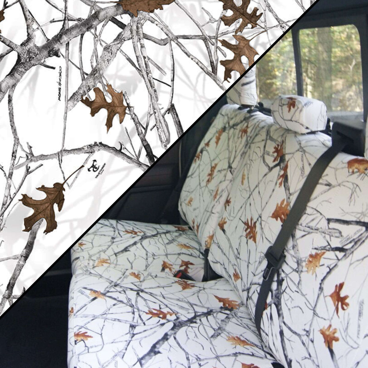 Front Bench Seat Covers for Ford F-150 (2015-2020) - Trim: Not XL/STX Trim | Body Type: SuperCrew/SuperCab | Center Console: Has Storage In Armwrest | Color: Snow Conceal
