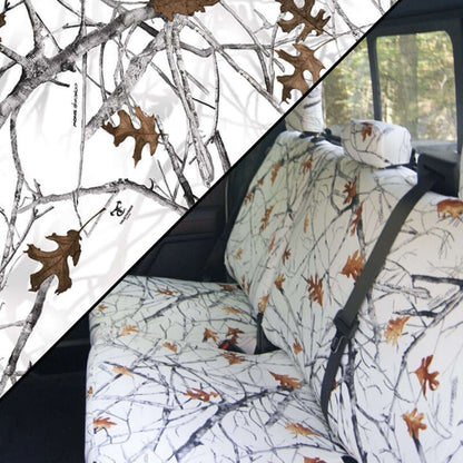 Front Bench Seat Covers for Ford F-150 (2021-2024) - Trim: XL/STX Trim | Body Type: Regular Cab | Center Console: Has Storage In Armwrest | Color: Snow Conceal
