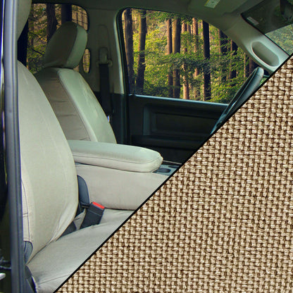Front Bench Seat Covers for Ford F-150 (2015-2020) - Trim: Not XL/STX Trim | Body Type: Regular Cab | Center Console: Has Storage In Armwrest | Color: Tan