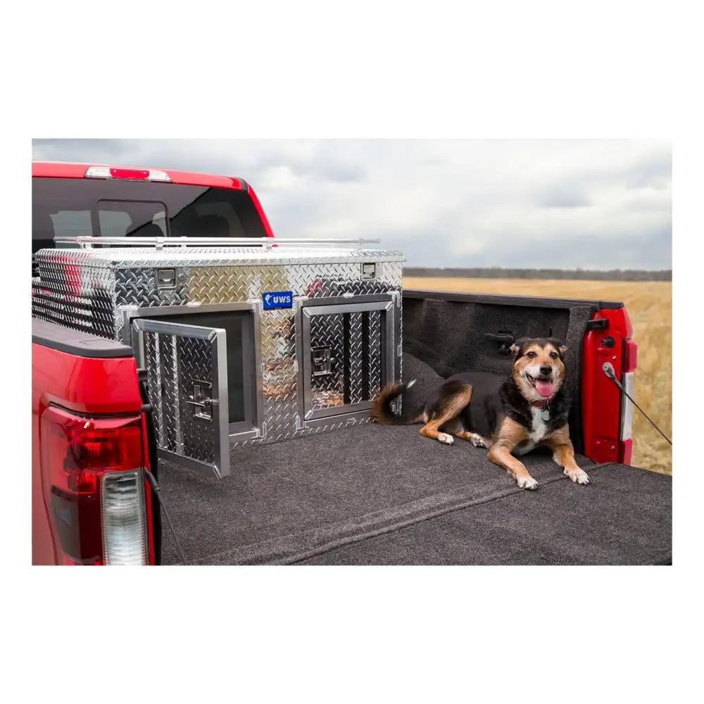 UWS Bright Aluminum 48" X 48" Double-Door Dog Box With Full Enclosure & Storage