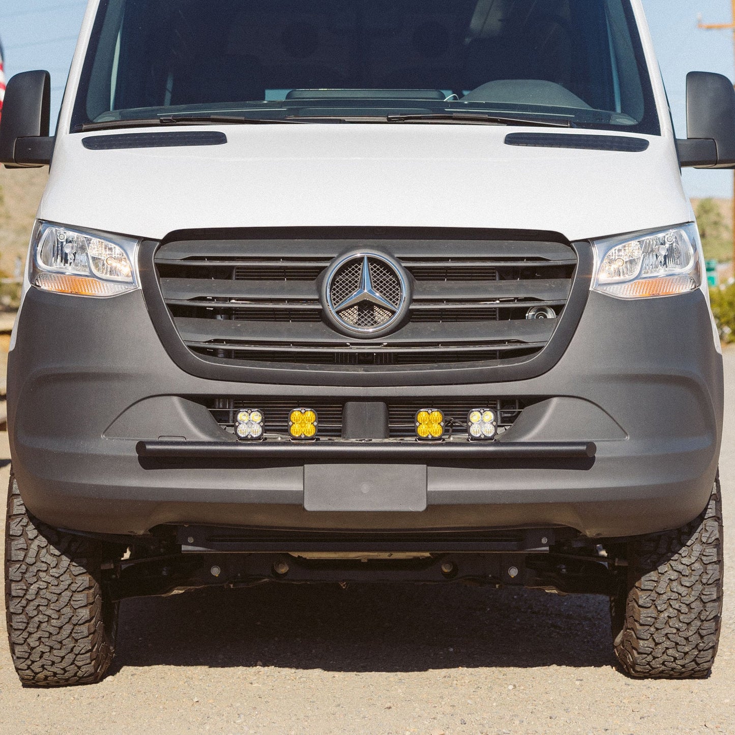Vanspeed Defender Front Bumper w/ Universal Light Mounts for Mercedes Sprinter 144/170 (2019+) - VNSPD-007
