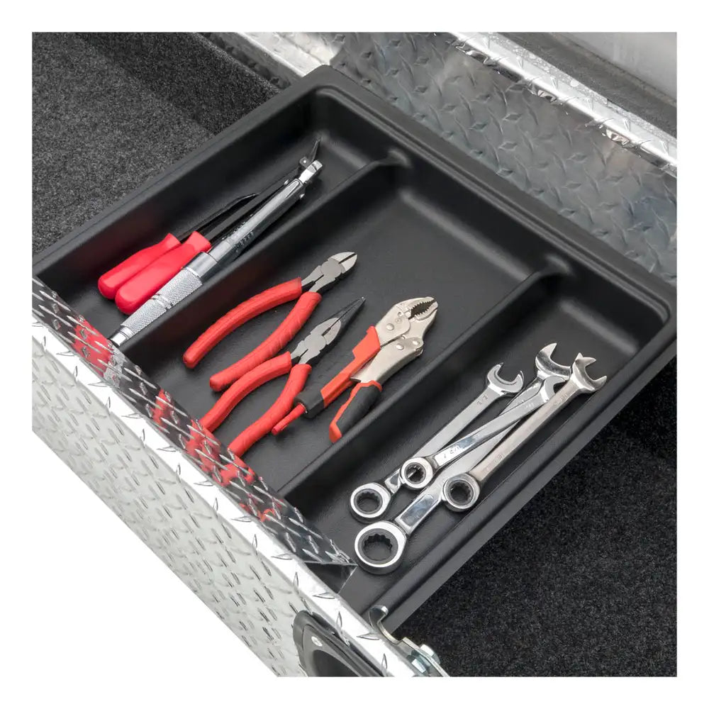 UWS Crossover Tool Box - 69-in - Low Profile - Single Lid - Standard Tub - Secure Lock Handles - Bright Aluminum - SL-69-LP