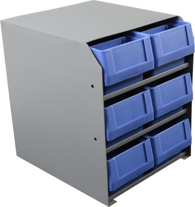 Small Parts Bins (40330) In Steel Shelf Cabinet - 6 Bins