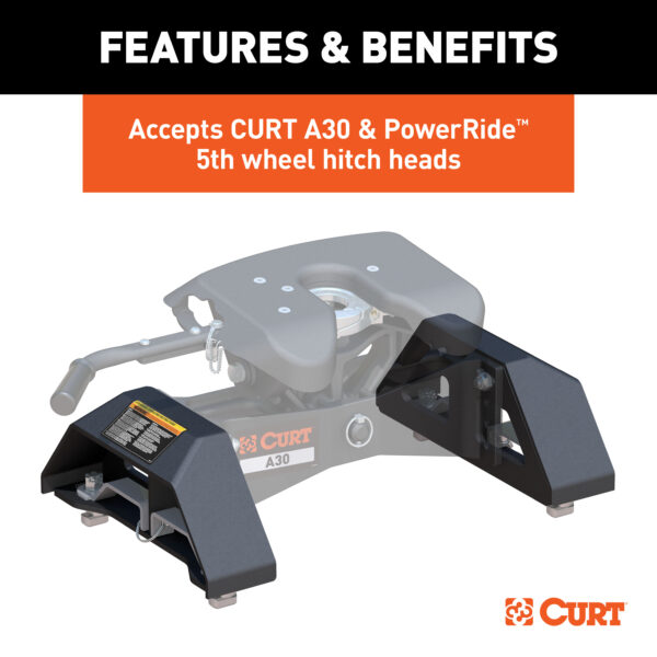CURT Puck 5th Wheel Legs, Select Silverado, Sierra HD, 8' Bed, 30K, Carbide Black - 16024 - Image 3