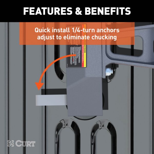 CURT Puck 5th Wheel Legs, Select Silverado, Sierra HD, 8' Bed, 30K, Teridium Grey - 16030 - Image 4