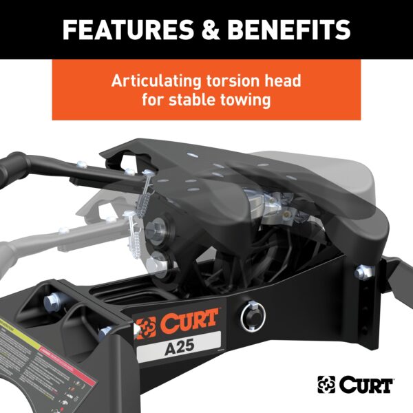 CURT A25 5th Wheel Hitch, Select Silverado, Sierra 2500, 3500 HD, 8' Bed Puck System - 16093 - Image 6