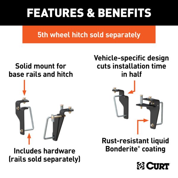 CURT Custom 5th Wheel Brackets, Select Ram 2500, 3500 - 16430 - Image 2