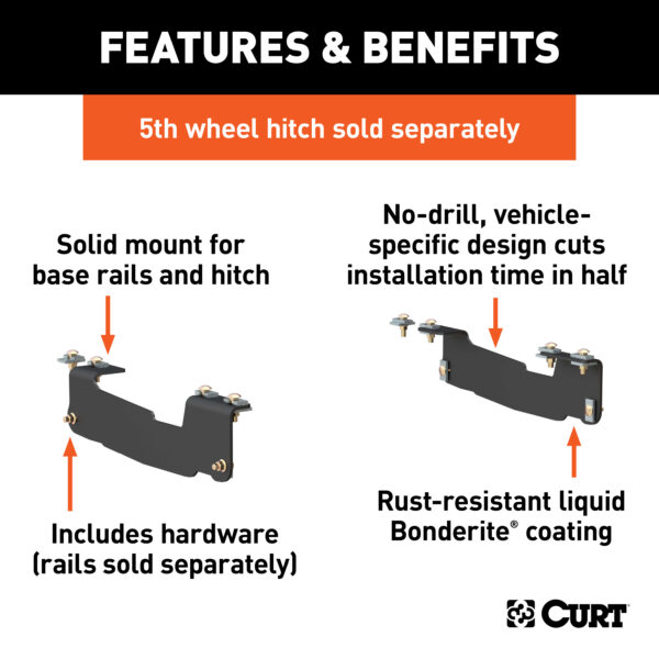 CURT Custom 5th Wheel Brackets, Select Ford F-150 (Except 5.5' Bed) - 16441 - Image 2