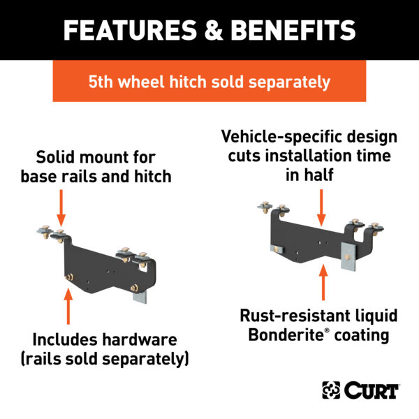 CURT Custom 5th Wheel Brackets, Select Ford F-250, F-350 Super Duty - 16443 - Image 2