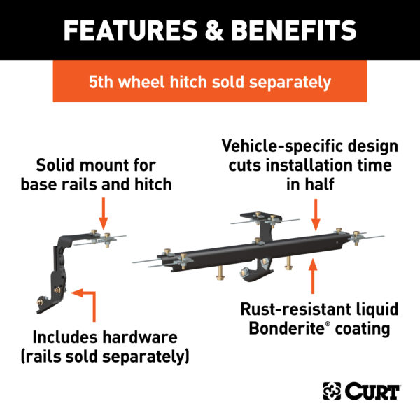 CURT Custom 5th Wheel Brackets, Select Ram 1500 with Factory Air Suspension - 16444 - Image 2