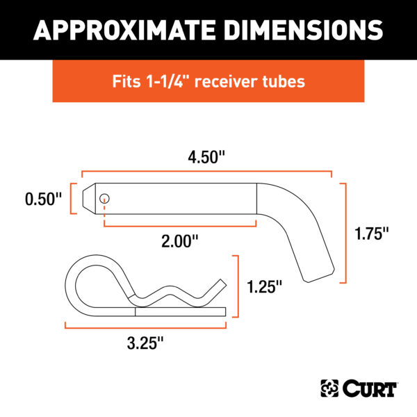 CURT 1/2" Hitch Pin (1-1/4" Receiver, Zinc, Packaged) - 21401 - Image 6